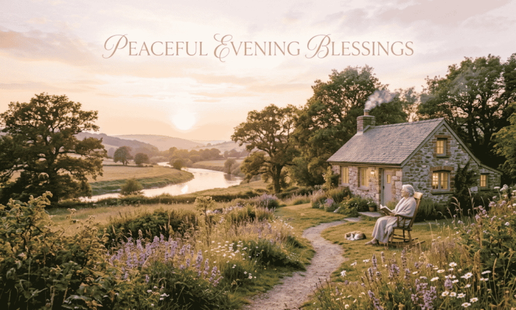 Peaceful evening blessings, calming messages, and prayers