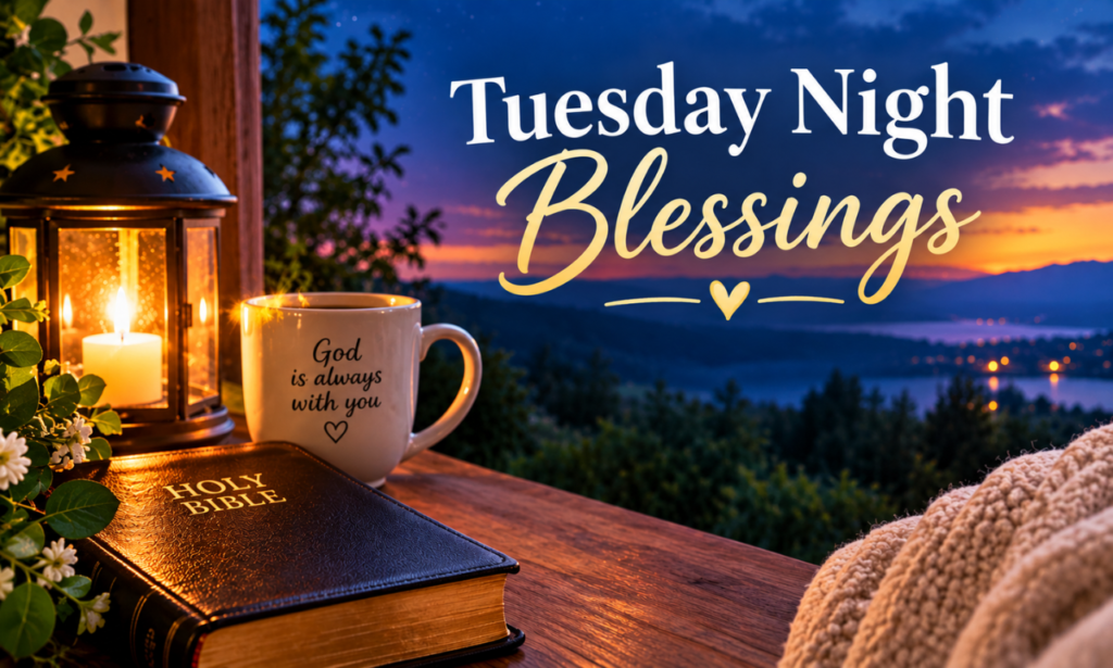 Tuesday night blessings with peaceful goodnight wishes and inspirational messages